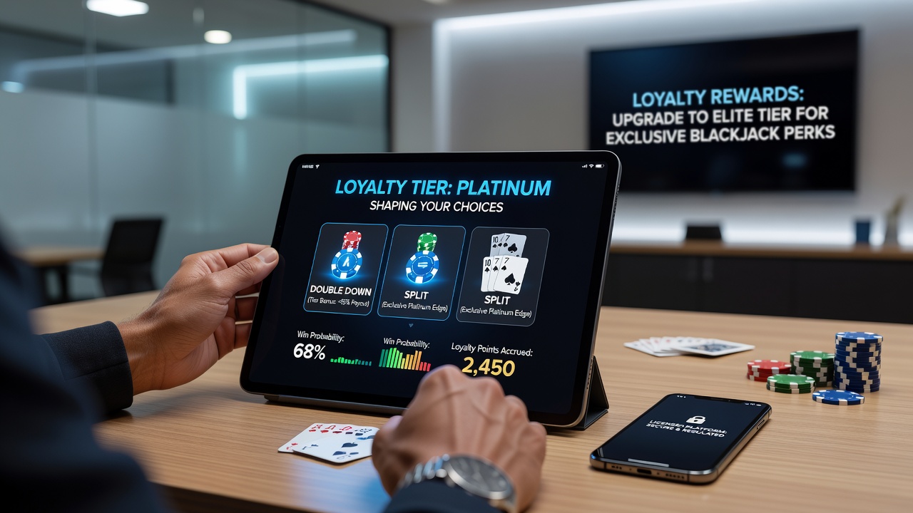 Detailansicht einer Blackjack-App mit Loyalty-Tier-Progression und Interface-Elementen