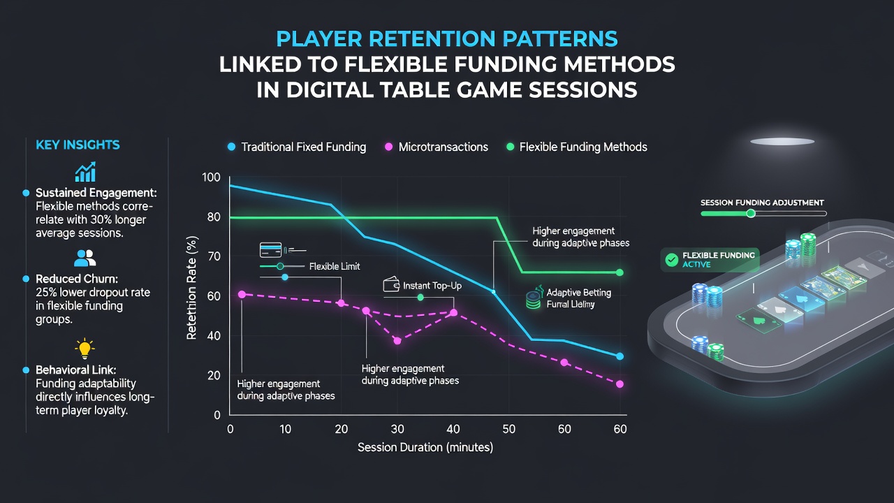 Statistische Darstellung von Retentionsraten und Zahlungsmethoden in Tischspielsessions